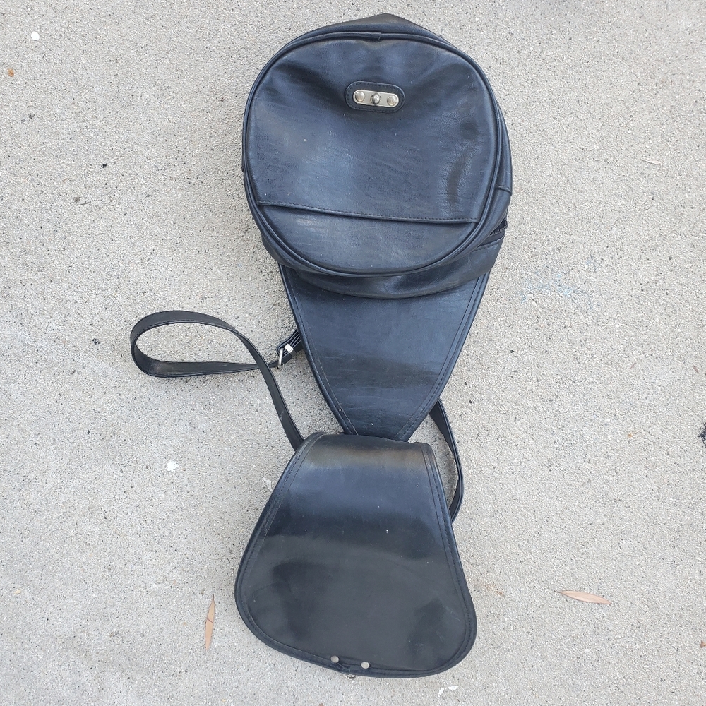 VINTAGE Tear Drop Leather Backpack with Silver Hardware OG Style - Picture 3 of 7